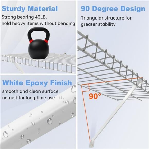 Wire Shelf Brackets 8 Pack 12 Inch Metal Closet Support with Clips and End Brack - Picture 4 of 8